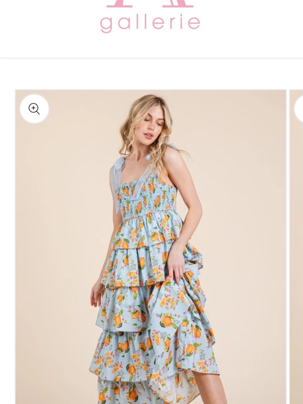 Lovelo Blue Floral Tiered Maxi Dress with Orange Print